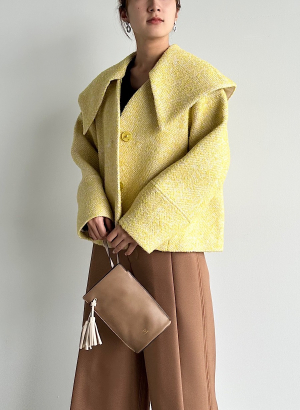 【EC限定】ビッグカラーヘリンボンショートコート