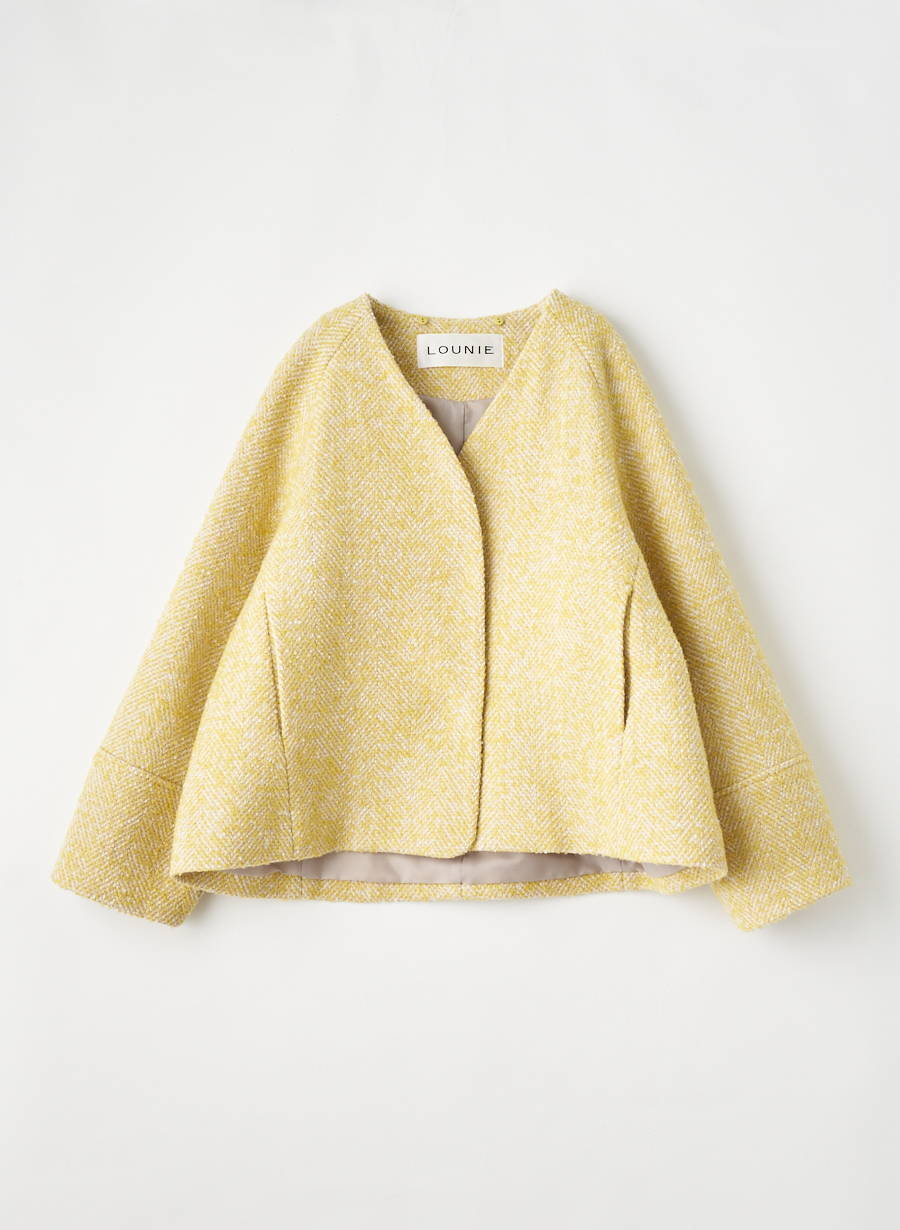 EC限定】ビッグカラーヘリンボンショートコート｜LOUNIE（ルーニィ