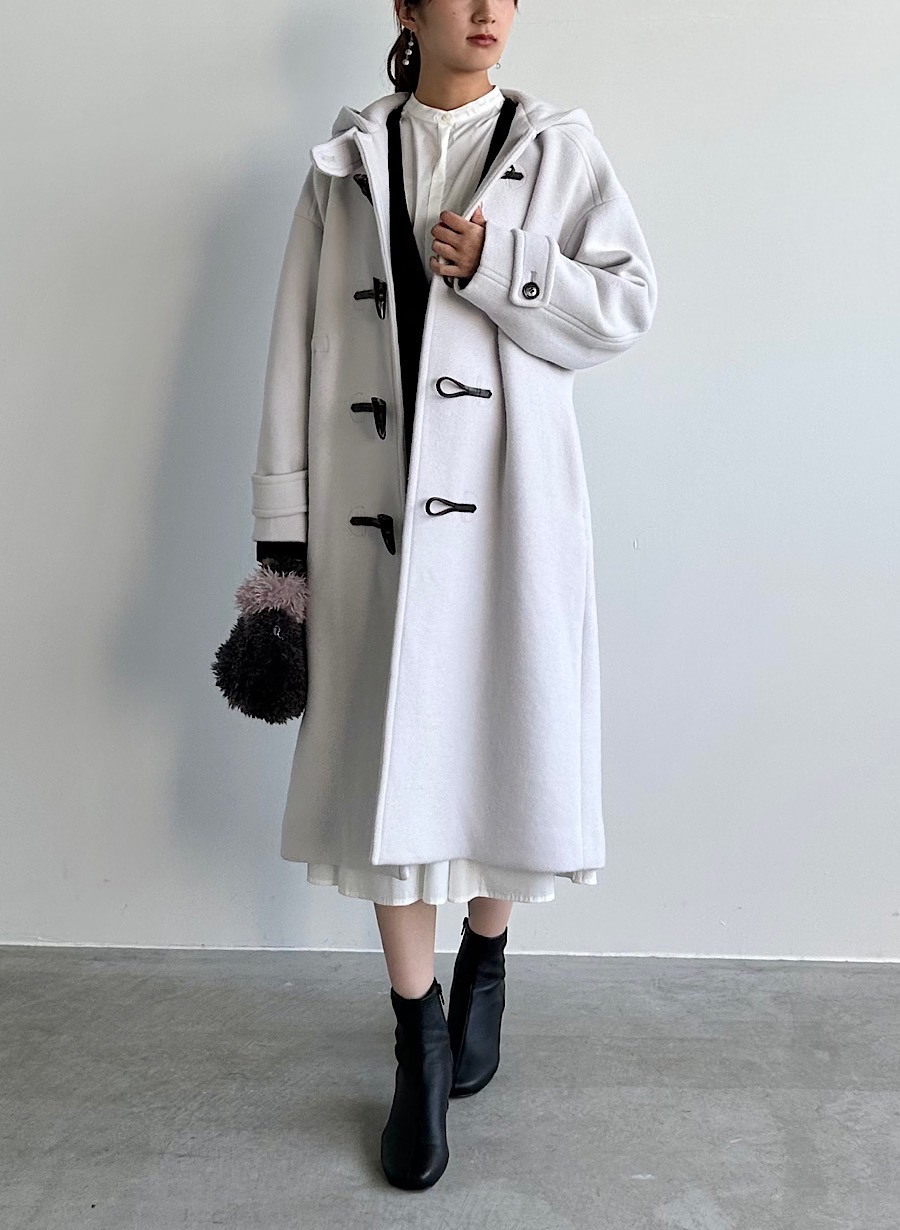 KNITETED DUFFLE LONG COAT/ニット ロング ダッフルコート オフホワイト【サイズ： M位】【ロングコート】【レディース】