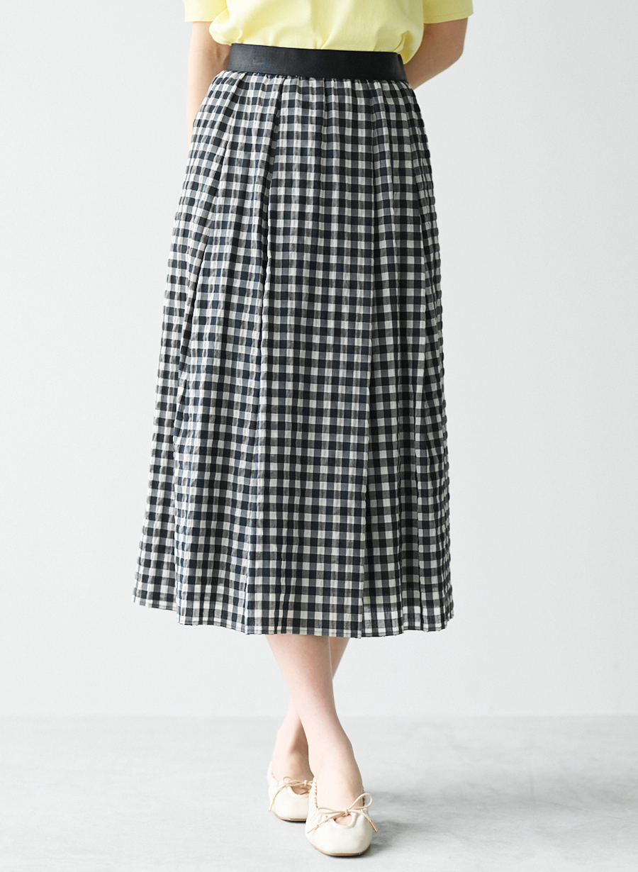 美品【MARGARETHOWELL】ギンガムチェック スカート 日本製 サイズ3やや汚れや傷がある商品
