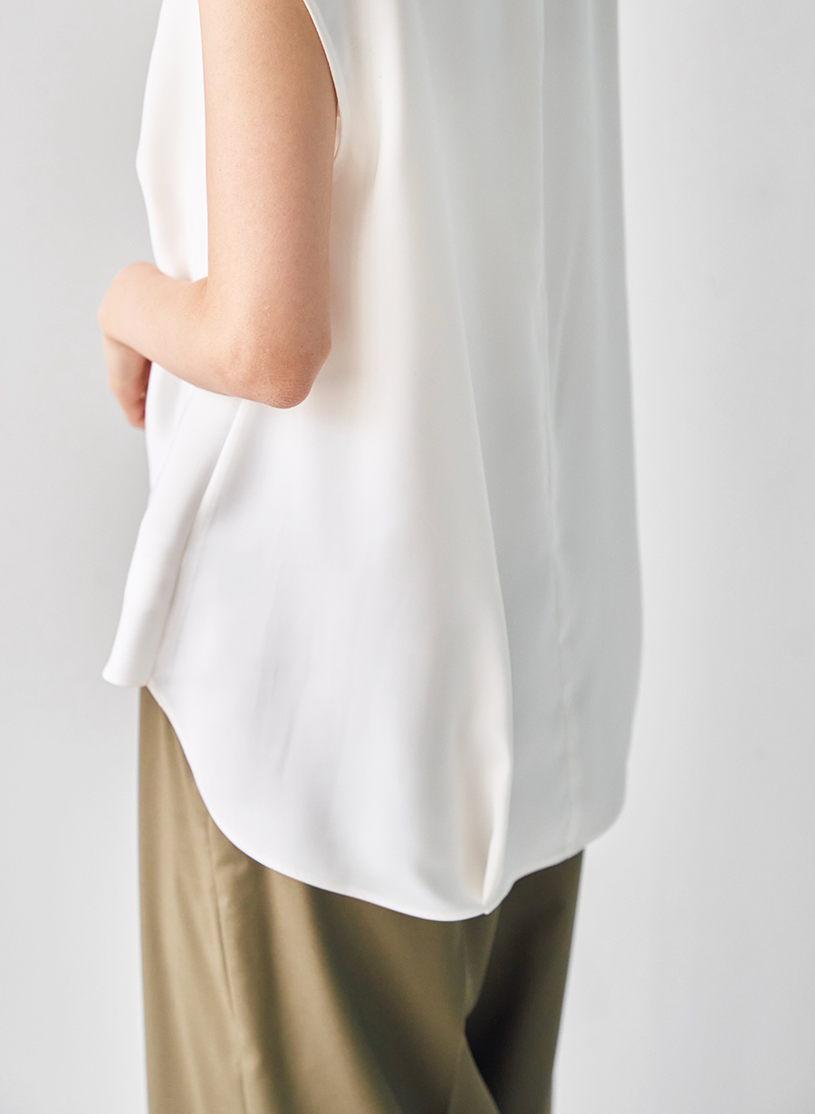 lourenドローストリング サテンブラウス satin cape blouse – louren store