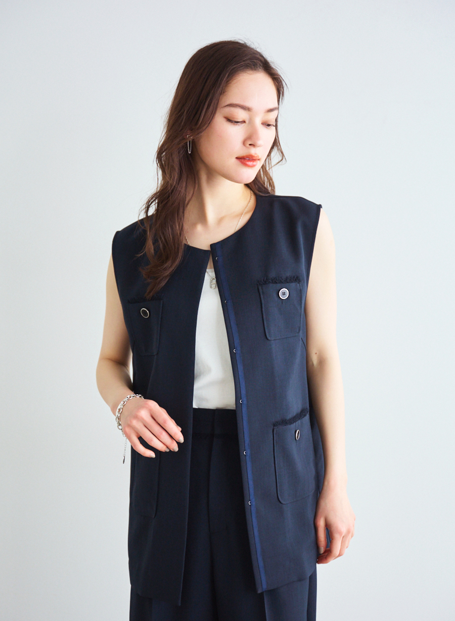 再入荷商品 ポケットデザインジレ｜LOUNIE（ルーニィ）公式サイト／公式 トップス