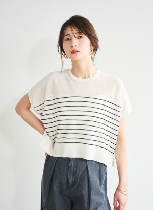 ボーダーニット/ホワイト | TOPS | OBLI