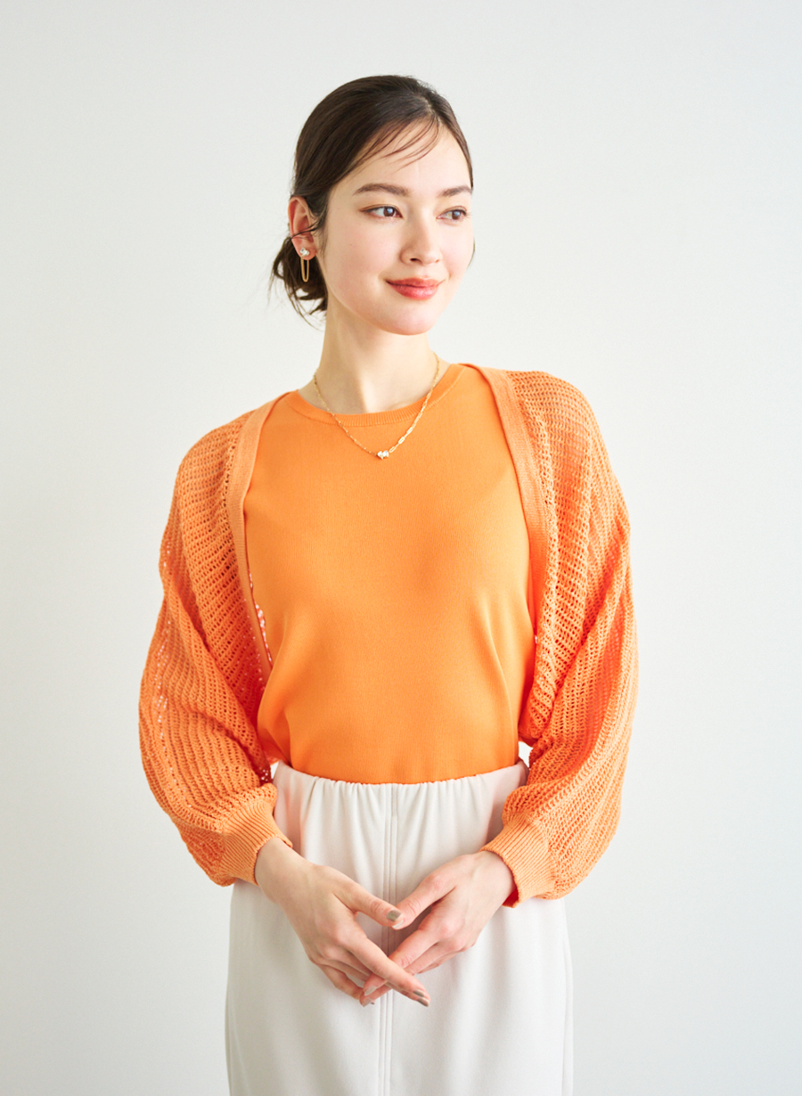 ボレロアンサンブルニット【洗える】 UVカット洗える】ショートボレロアンサンブルニット