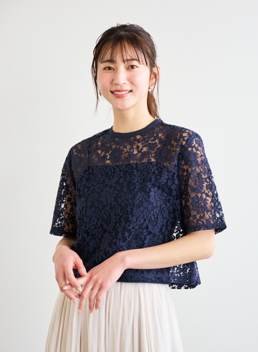 が大特価！ オフ・ネイビー通常販売/佐藤佳菜子さんコラボ】クロップド トップス