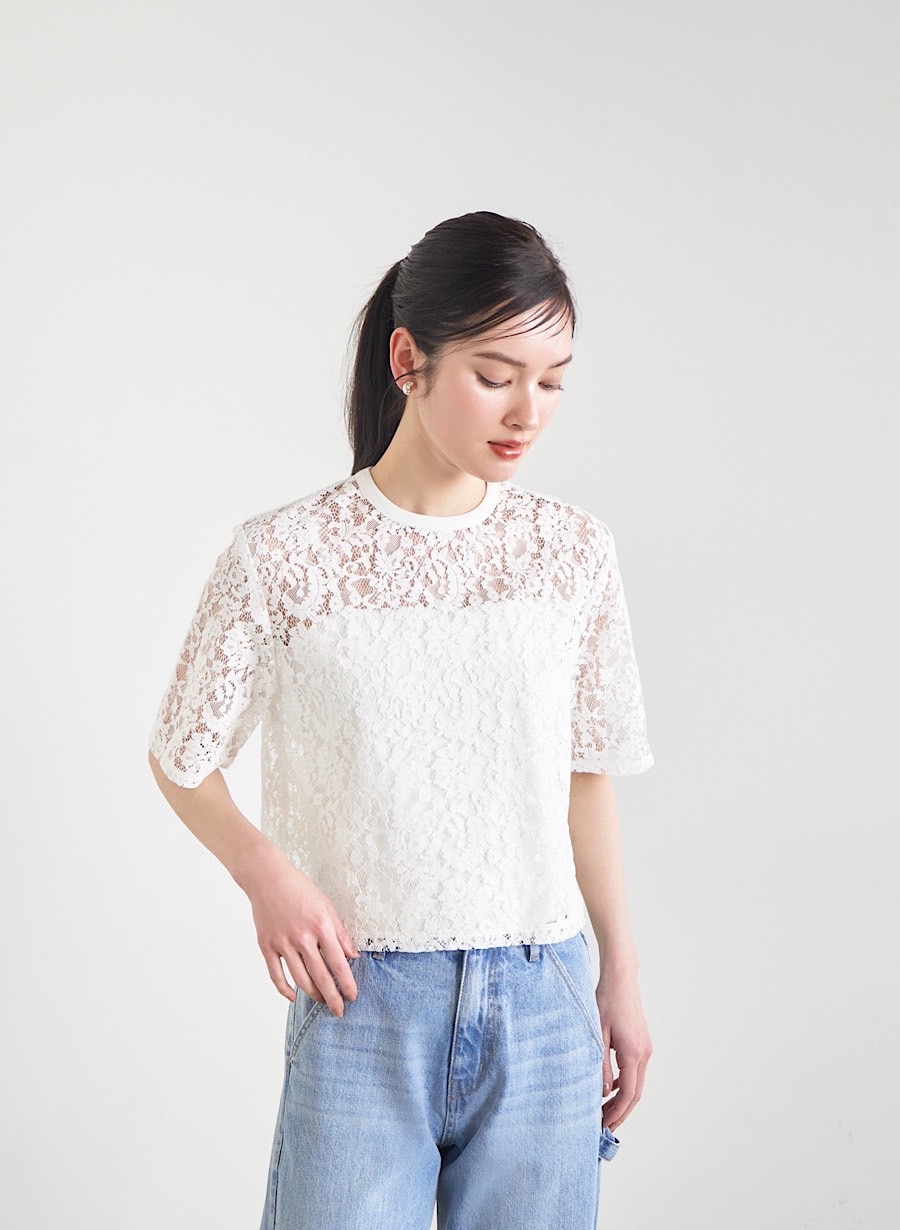 佐藤佳菜子さんコラボ】クロップドレースブラウス｜LOUNIE（ルーニィ