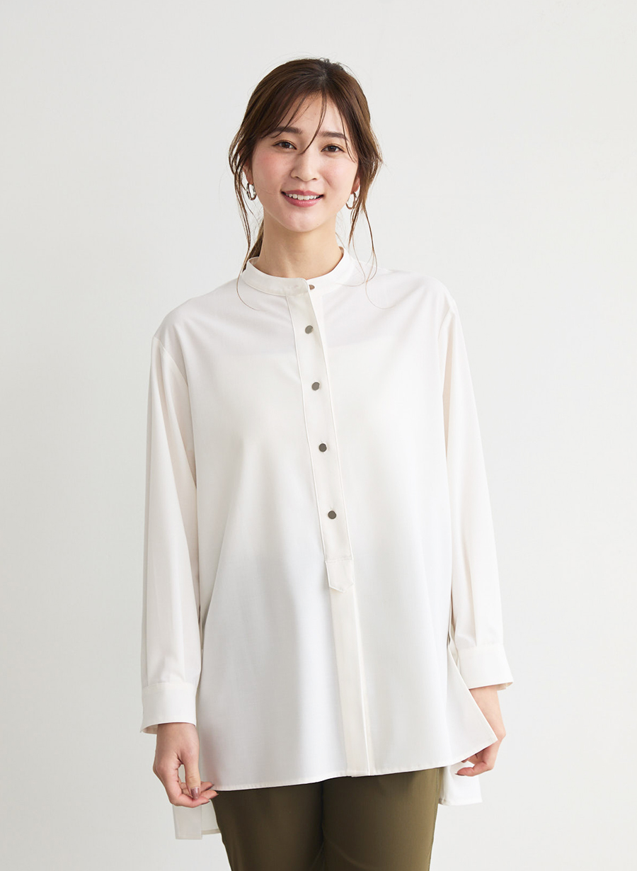 ✨美品✨萌 モユル シャツ ワンピース アートデザイン バンドカラー チュニック ✨美品✨萌 モユル シャツ ワンピース アートデザイン バンド