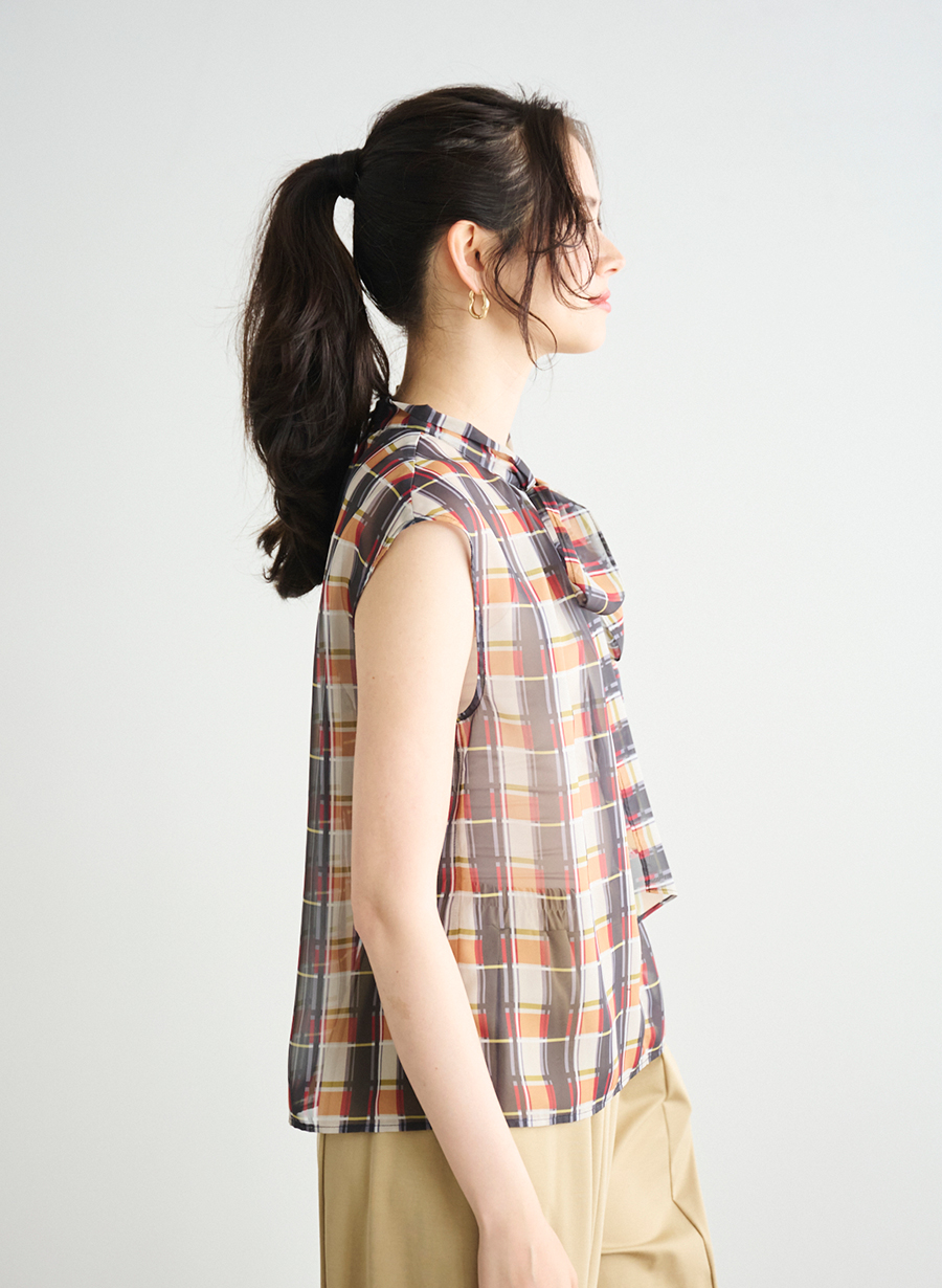 Lois CRAYON/&ellecyギンガムチェックプリントブラウス tops