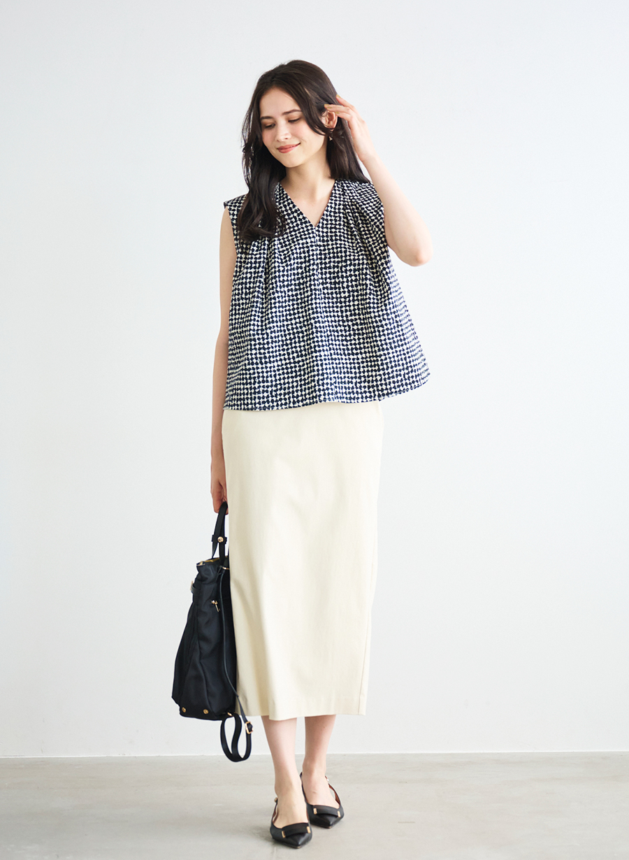 【新品】ブラウス半袖　フレンチスリーブ　シフォンブラウス／ルーニーLOUNIE フレンチスリーブプリントブラウス｜LOUNIE（ルーニィ）公式