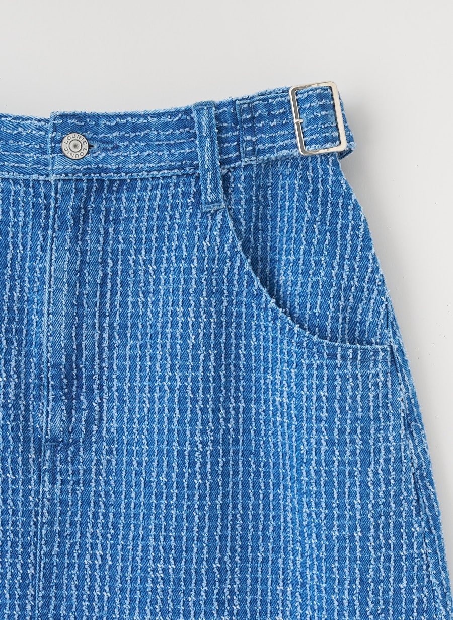 LOUNIE パールつきデニムスカート LOUNIE パールつきデニムスカート ニードルパンチデニムスカート