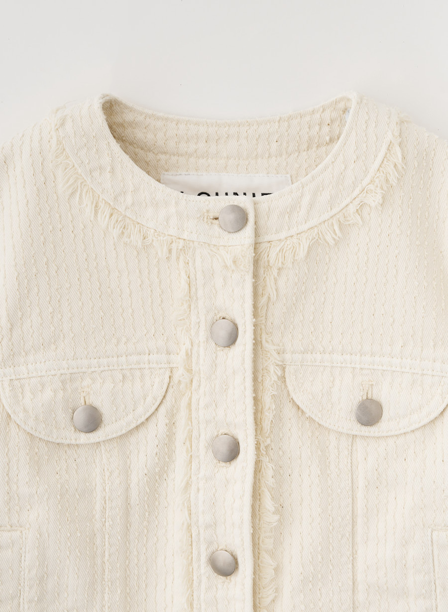 ニードルパンチデニムジャケット/セットアップ可｜LOUNIE