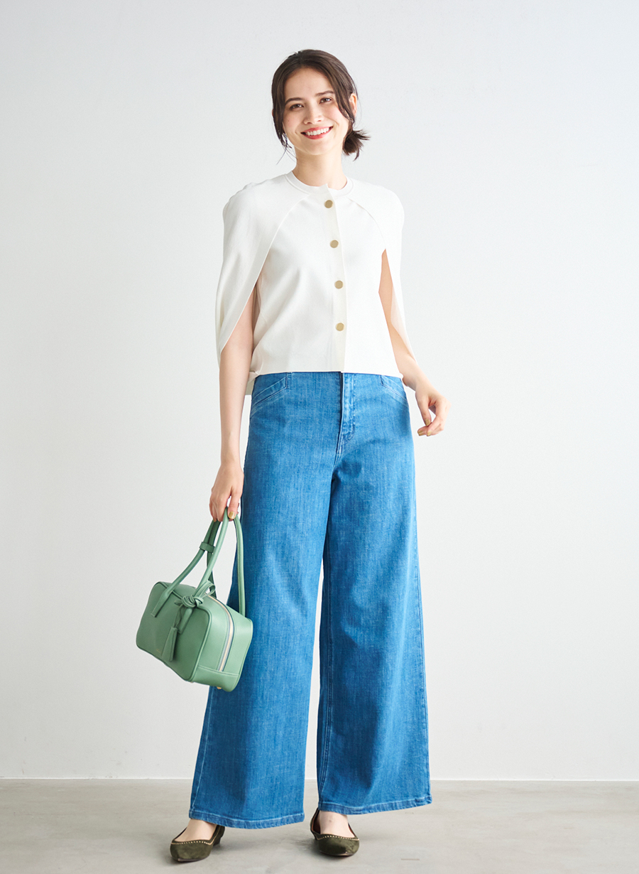 ✨新品未使用✨ルーニィ ニットポンチョ 金ボタン ウール ベージュ ボタンデザインニットポンチョ｜LOUNIE（ルーニィ）公式サイト
