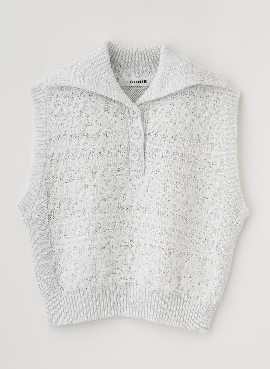 LOUNIE　ルーニィ　23AW　ケーブルベストニットプルオーバー　前後2WAY マルチテキスタイルニットプルオーバー｜LOUNIE（ルーニィ）公式サイト