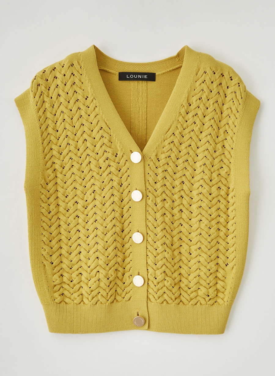 ノースリーブケーブルニットプルオーバー/セット着用可｜LOUNIE