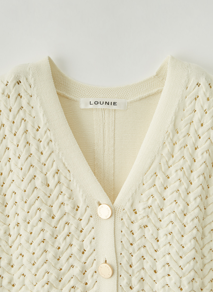 ノースリーブケーブルニットプルオーバー/セット着用可｜LOUNIE