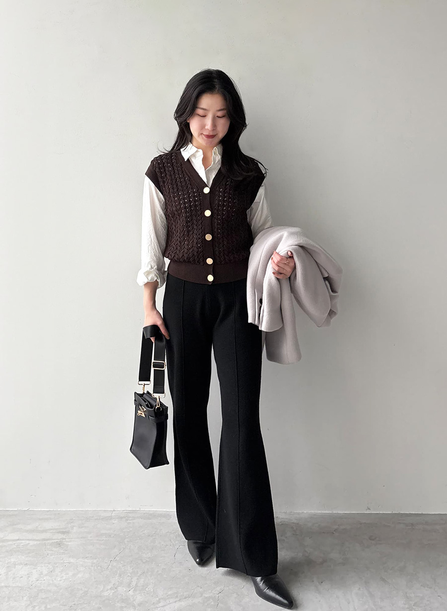 新品・タグ付き＊LOUNIE ノースリーブケーブルニットプルオーバー(ブラウン) ルーニィ LOUNIE ノースリーブケーブルニットプルオーバー （ブラウン