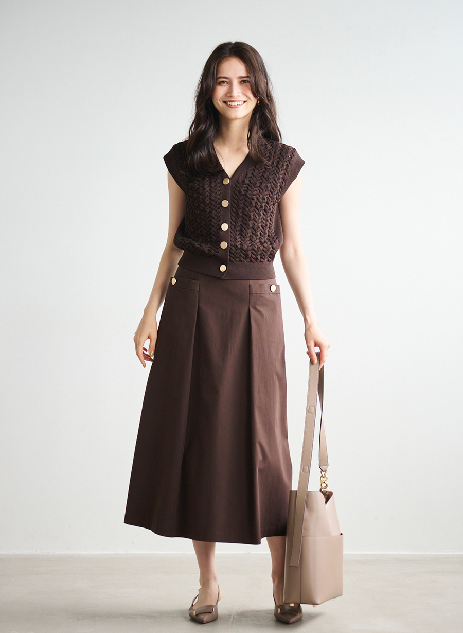 ノースリーブケーブルニットプルオーバー/セット着用可｜LOUNIE