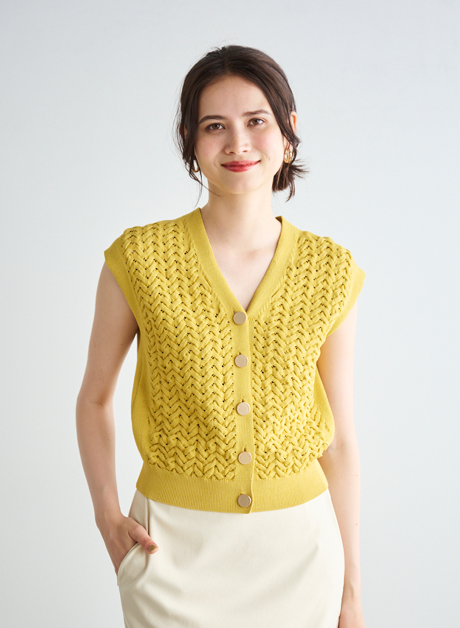 ルーニィLOUNIE ノースリーブケーブルニットプルオーバー 新品 ルーニィ LOUNIE ノースリーブケーブルニットプルオーバー