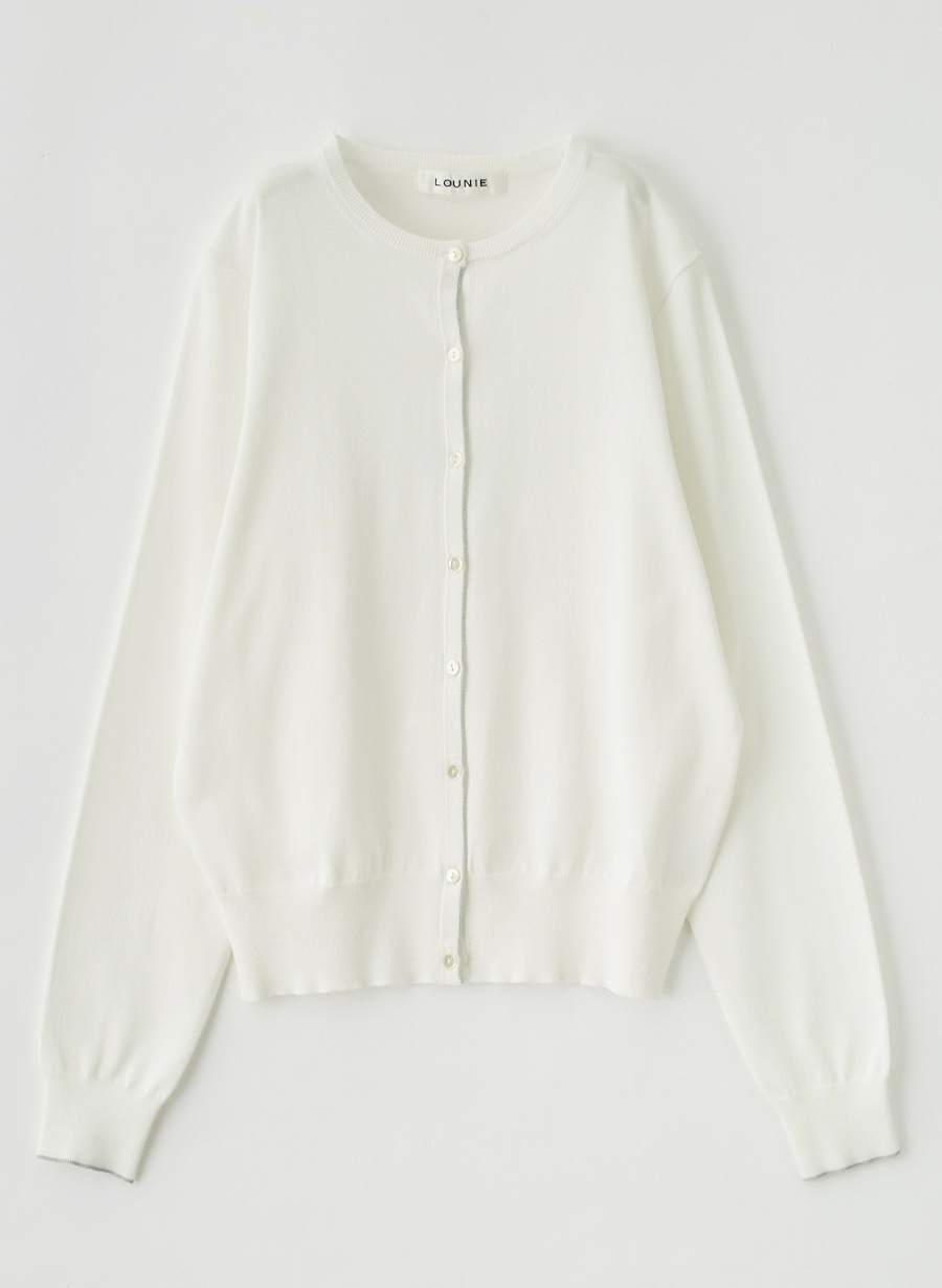【美品】LOUNIE アンサンブルニットカーディガン（ホワイト） ルーニィ ベーシックニットカーディガン /アンサンブル着用可｜LOUNIE