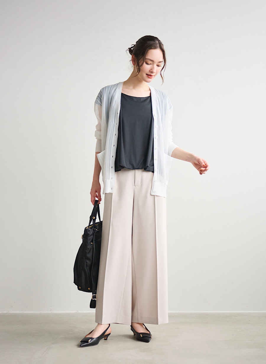 美品　LOUNIE　ルーニー　ホワイトフリルニットカーディガン　春ニット　F 美品 LOUNIE ルーニー ホワイトフリルニットカーディガン 春