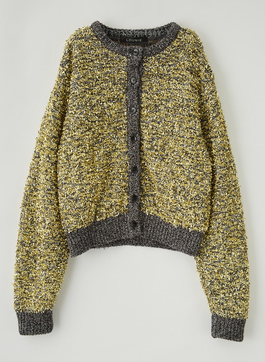 【極美品】LEONARD カンカン素材ラインストーン　スリット　カーディガン　L オーバーサイズカーディガン | Lazy Styles（レイジースタイルズ