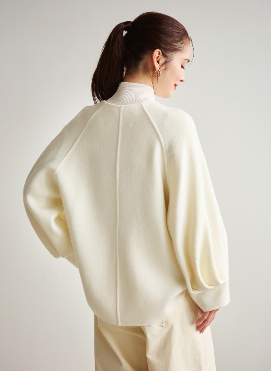 super 100's＞リバーノーカラーショートコート｜LOUNIE（ルーニィ