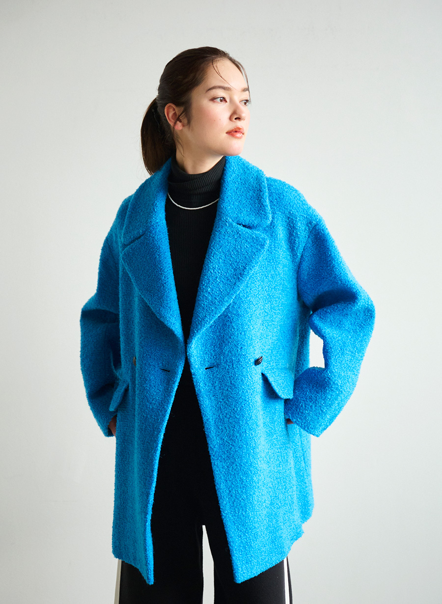 ＜モヘア＞ループツイードＰコート