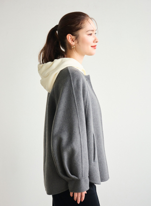 EC限定色】＜super 100's＞リバーノーカラーショートコート｜LOUNIE