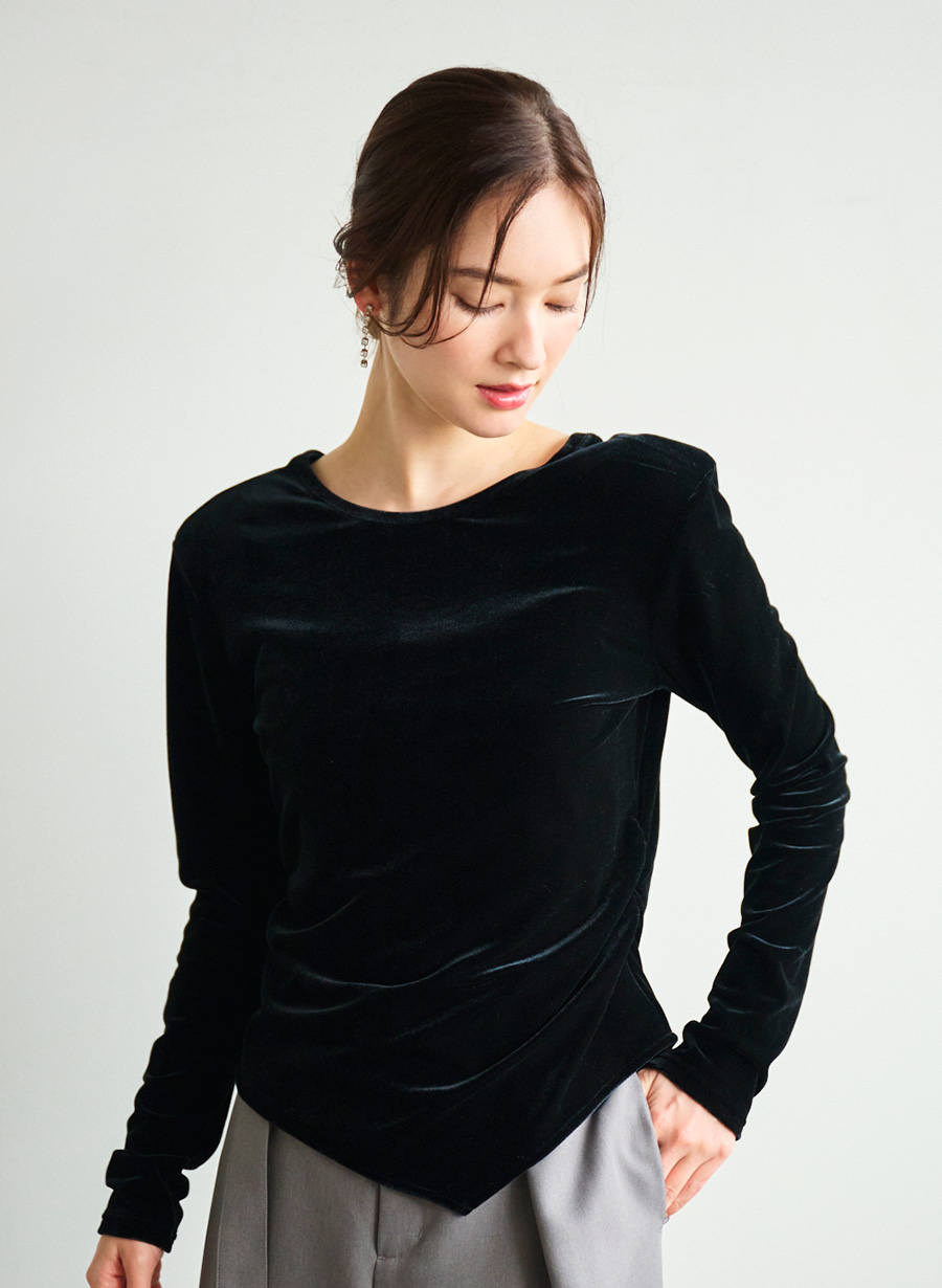 LOUNIE 吉田理紗さんコラボ ベロアカットソー 吉田理紗さんコラボ】ベロアカットソープルオーバー｜LOUNIE（ルーニィ