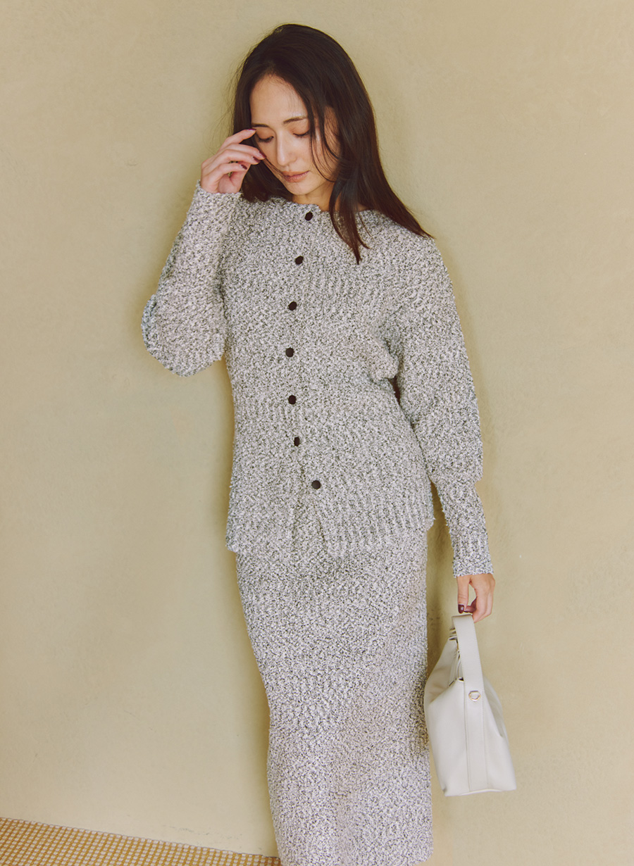 LOUNIE 2024SS佐藤佳菜子 コラボ　タフタドッキングニットワンピース LOUNIE【佐藤佳菜子さんコラボ】タフタドッキングニット