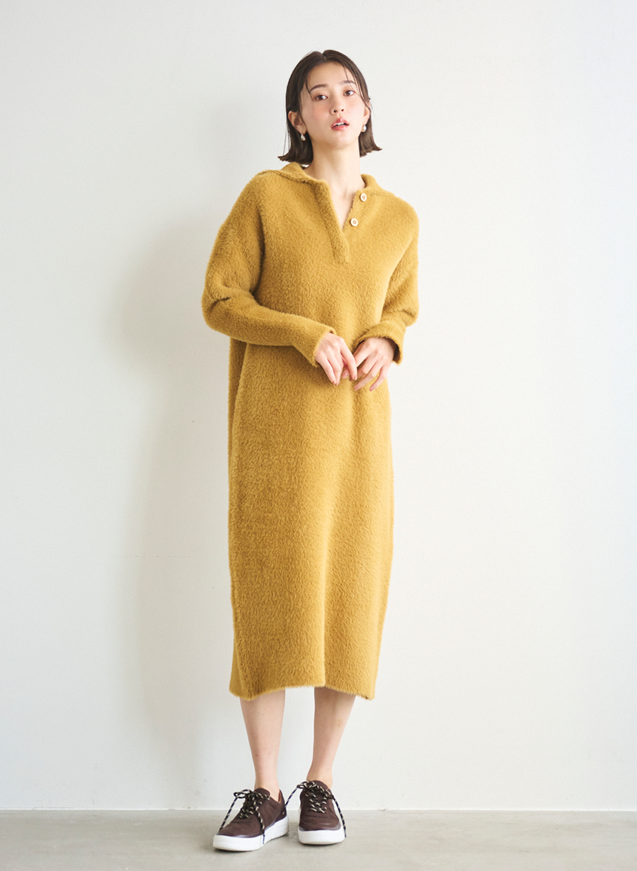 LOUNIEカラーミーワンピース　エクリュ38 LOUNIE ルーニィ ワンピース 花柄プリント ナローベルト付き 38