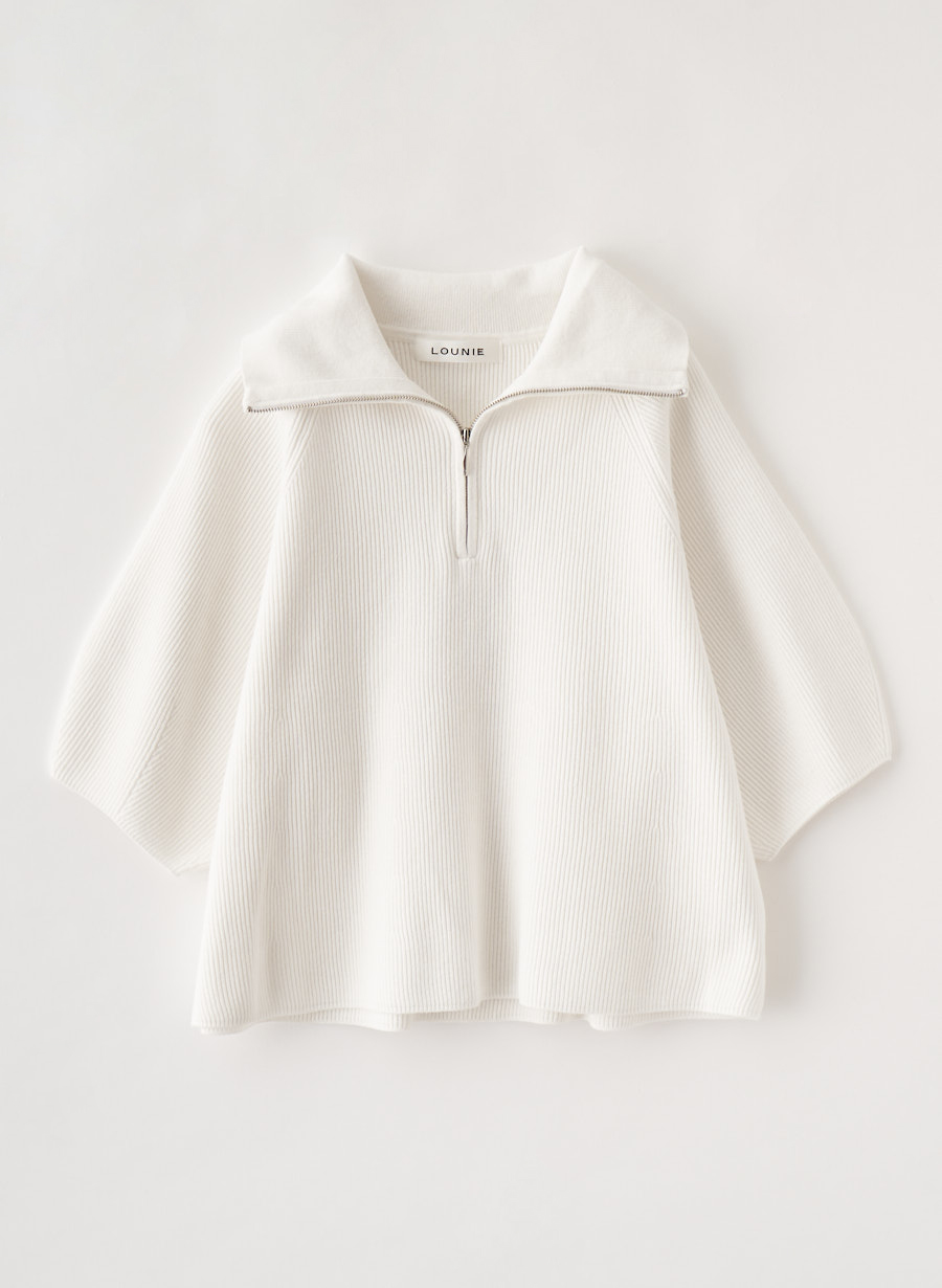 美品　LOUNIE　ルーニー　ホワイトフリルニットカーディガン　春ニット　F シアーリブミドルニットカーディガン｜LOUNIE（ルーニィ）公式
