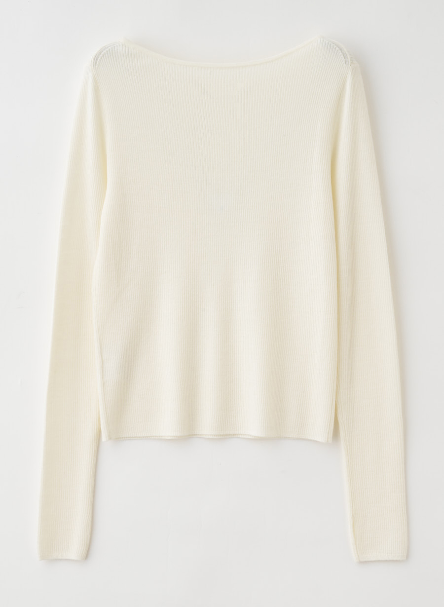 lounie Oggiコラボ　ボートネックシアーリブニット オフホワイト Oggiコラボ】ボートネックシアーリブニット｜LOUNIE（ルーニィ