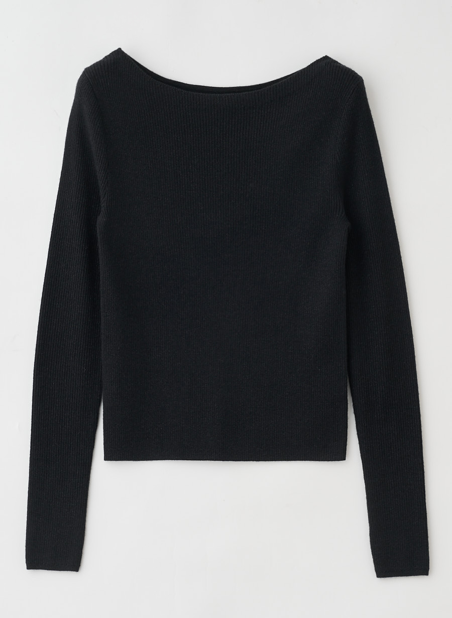 lounie Oggiコラボ　ボートネックシアーリブニット オフホワイト Oggiコラボ】ボートネックシアーリブニット｜LOUNIE（ルーニィ