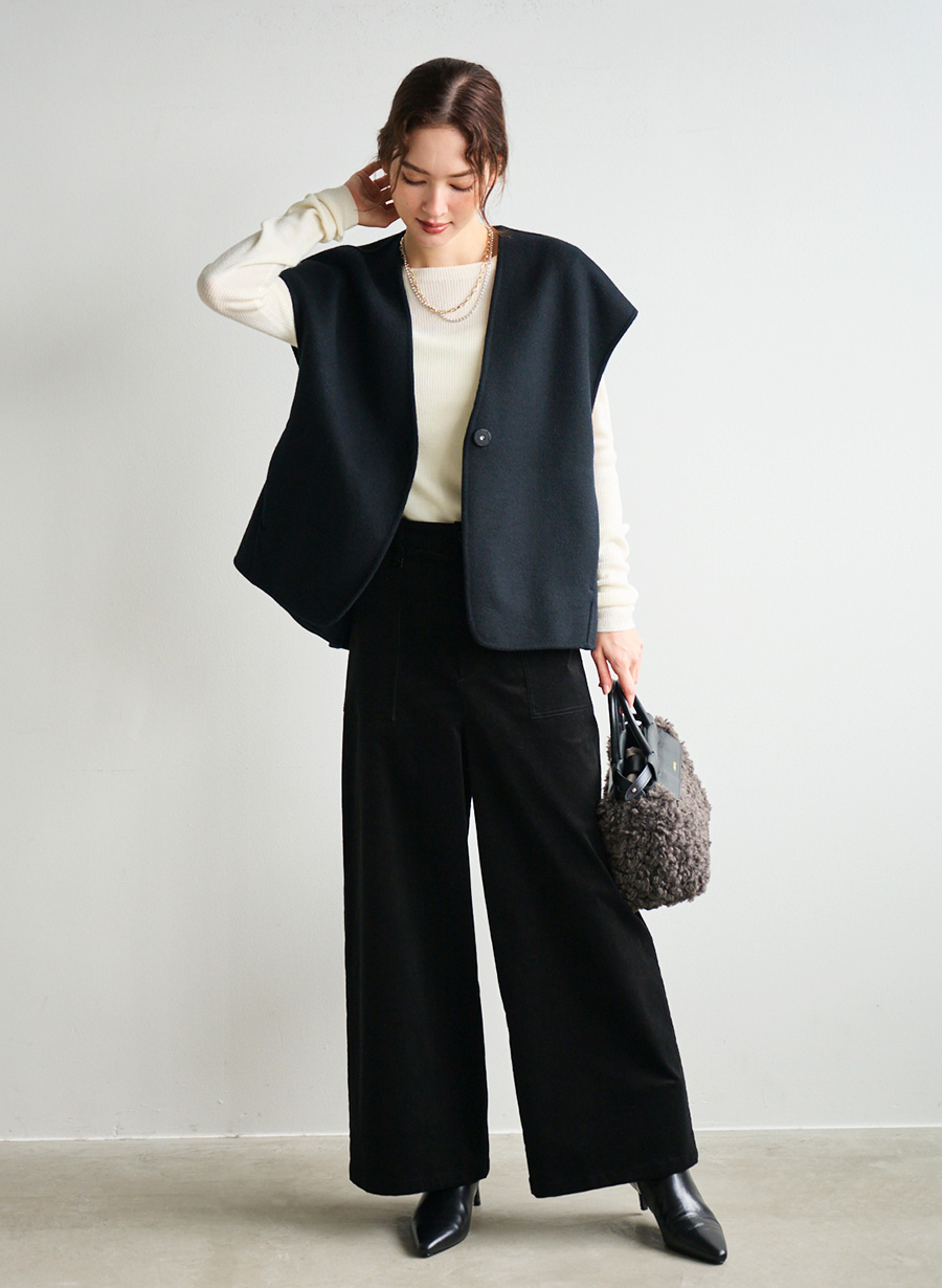 lounie Oggiコラボ　ボートネックシアーリブニット オフホワイト Oggiコラボ】ボートネックシアーリブニット｜LOUNIE（ルーニィ