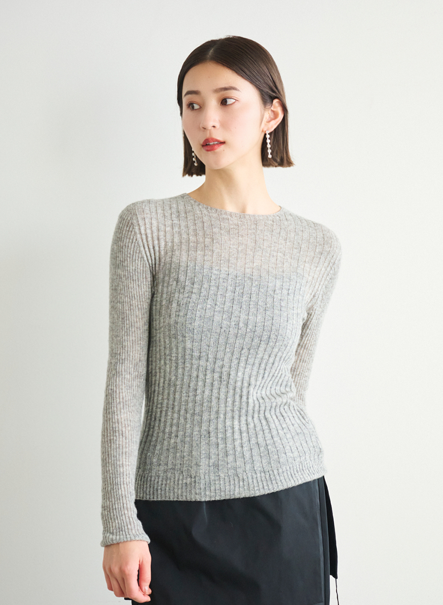 EC/一部店舗限定】カシミヤシルクホールガーメントリブニット｜LOUNIE