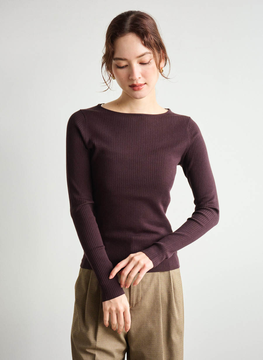 ワイドリブボートネックニットプルオーバー｜LOUNIE（ルーニィ