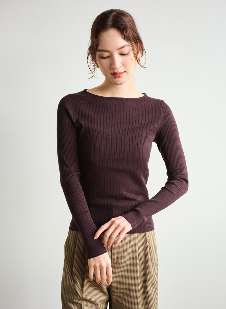 コンテ　ワイドリブ　ボートネックニット ワイドリブボートネックニットプルオーバー｜LOUNIE（ルーニィ