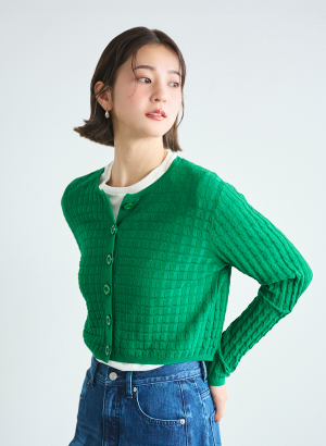 【LOUNIE】ブルゾン風ニットカーディガン FREEサイズ グリーン 緑 LOUNIE】ブルゾン風ニットカーディガン FREEサイズ グリーン 緑