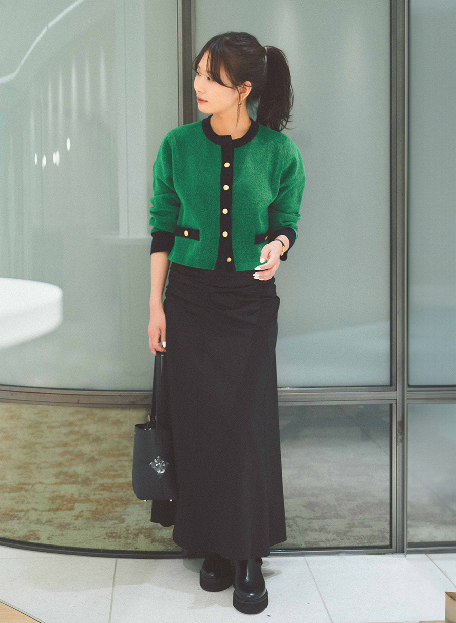 バイカラーショートカーディガン｜LOUNIE（ルーニィ）公式サイト／公式