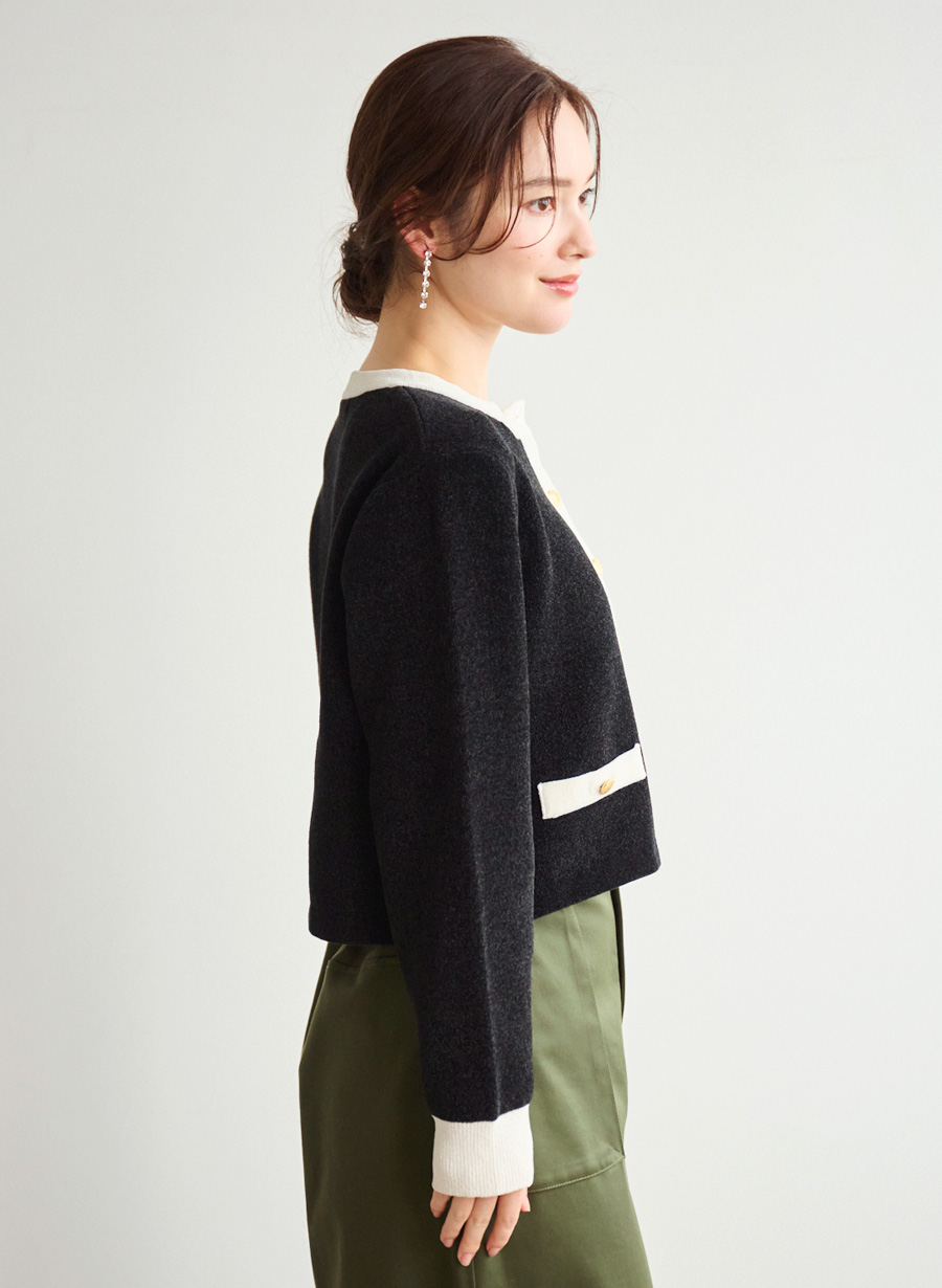 バイカラーショートカーディガン｜LOUNIE（ルーニィ）公式サイト