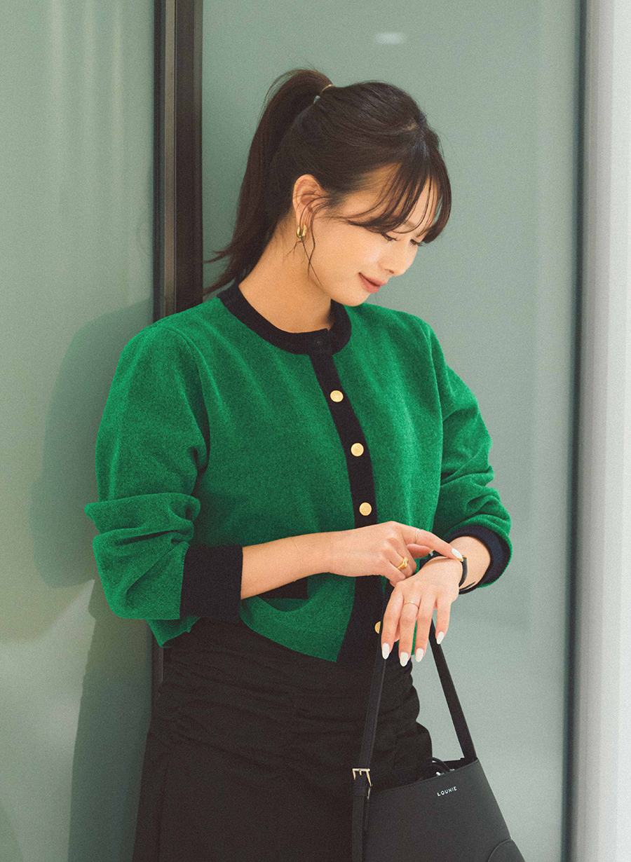 LOUNIE▪️新品未使用▪️バルーンワンピース　ブラック 予約]異素材ドッキングカップ付ベアキャミバルーンワンピース
