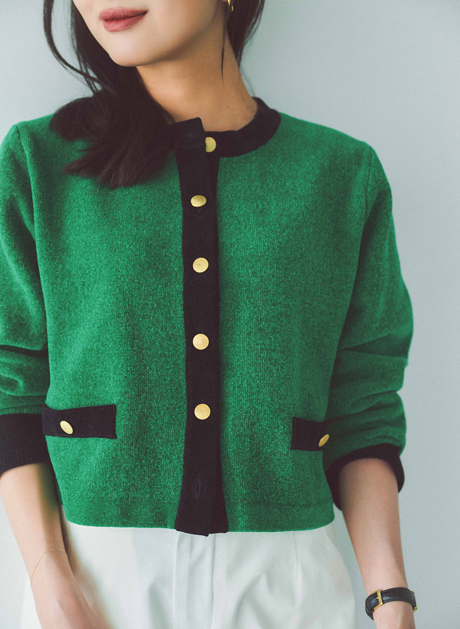 バイカラーショートカーディガン｜LOUNIE（ルーニィ）公式サイト／公式