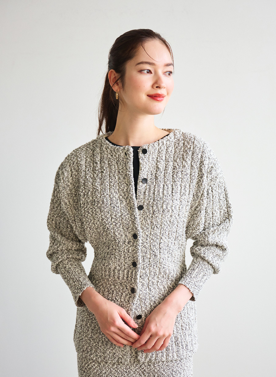 佐藤佳菜子さんコラボ】ブークレミドルカーディガン｜LOUNIE（ルーニィ