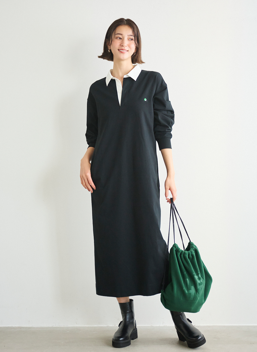 LOUNIE▪️新品未使用▪️バルーンワンピース　ブラック 予約]異素材ドッキングカップ付ベアキャミバルーンワンピース
