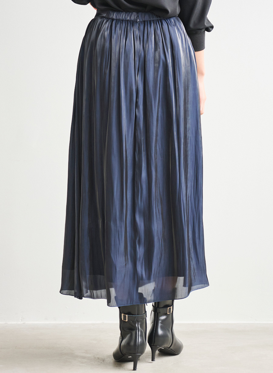 【LOUNIE】ロングギャザースカート グロッシーサテンギャザ−スカート｜LOUNIE（ルーニィ）公式サイト