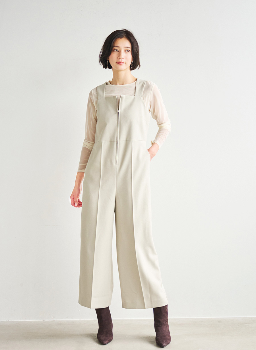 ウール調オックスストレッチコンビネゾン