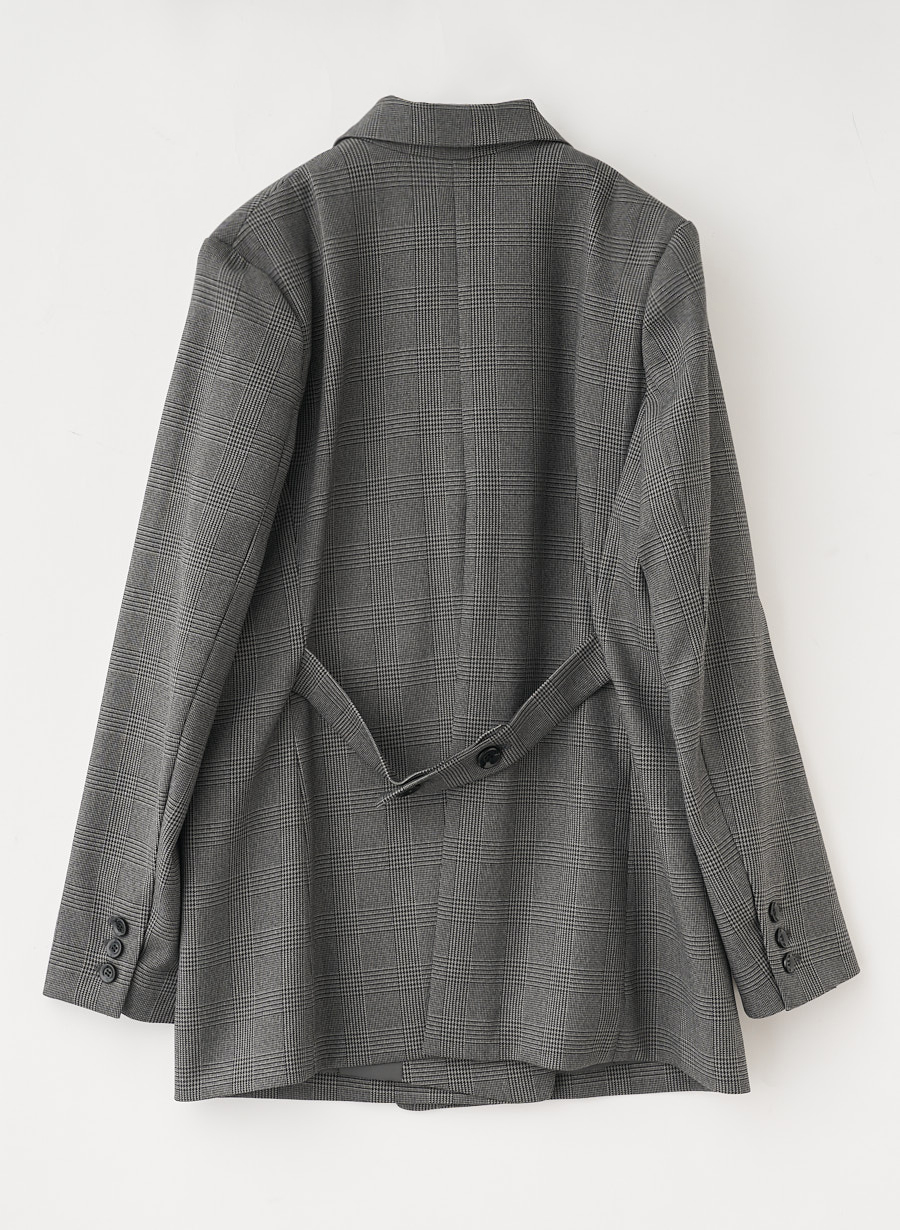 ウール調グレンチェックストレッチダブルジャケット｜LOUNIE（ルーニィ