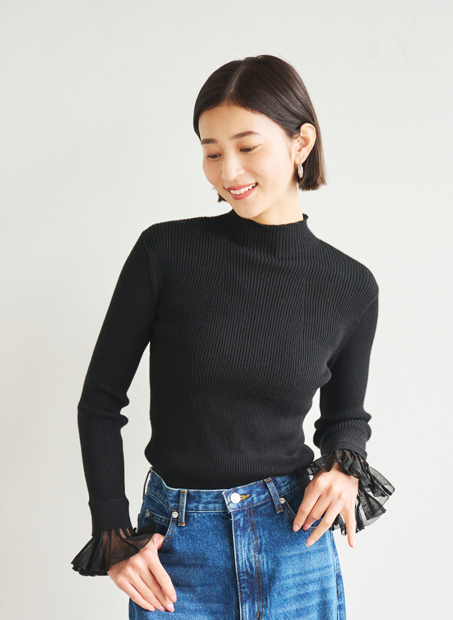 袖フリルリブニットプルオーバー｜LOUNIE（ルーニィ）公式サイト／公式