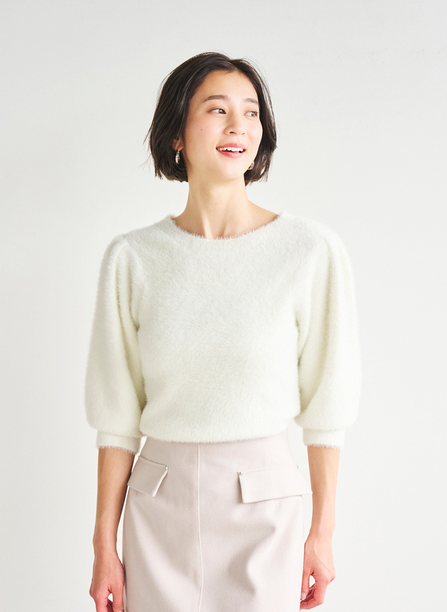 フェザーギャザースリーブニットプルオーバー｜LOUNIE（ルーニィ）公式